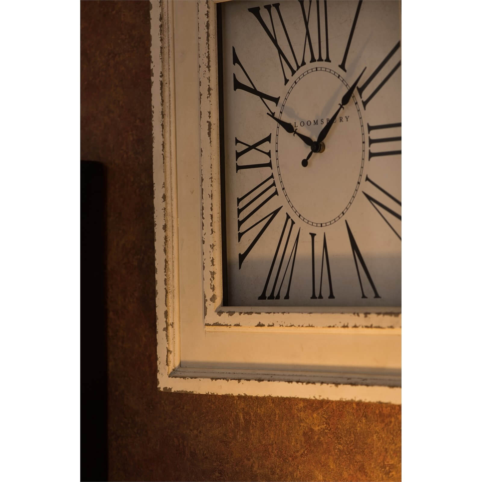 Square Wall Clock - Distressed White