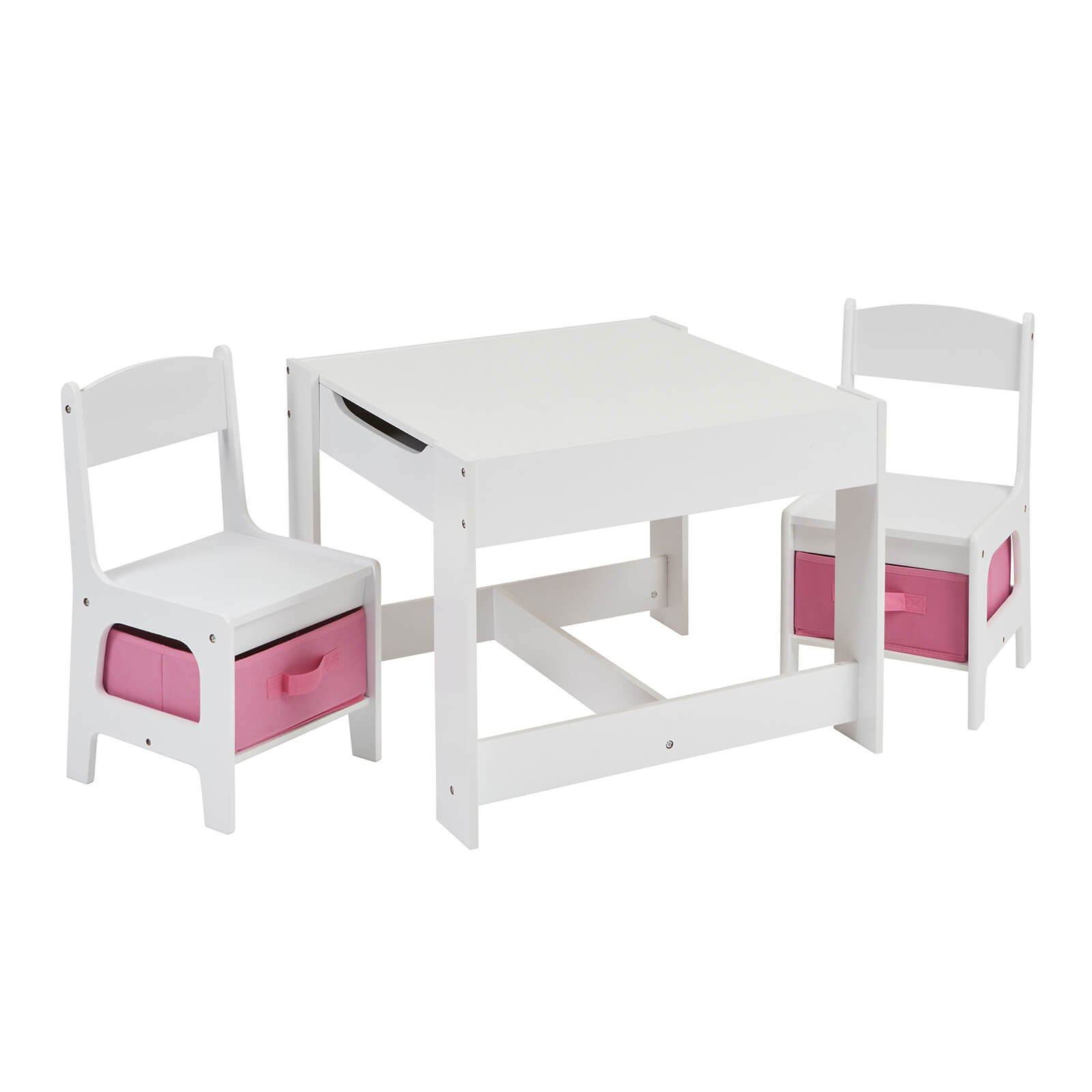 Table & Chair - White with Pink Bins
