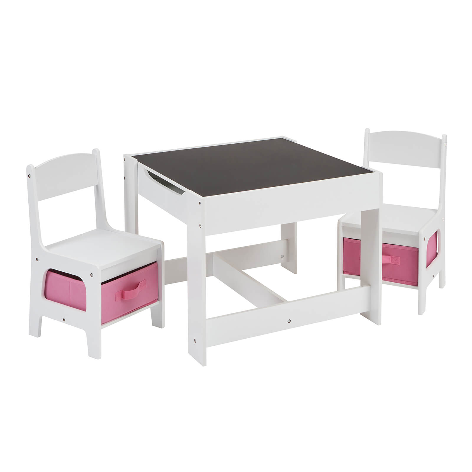 Table & Chair - White with Pink Bins