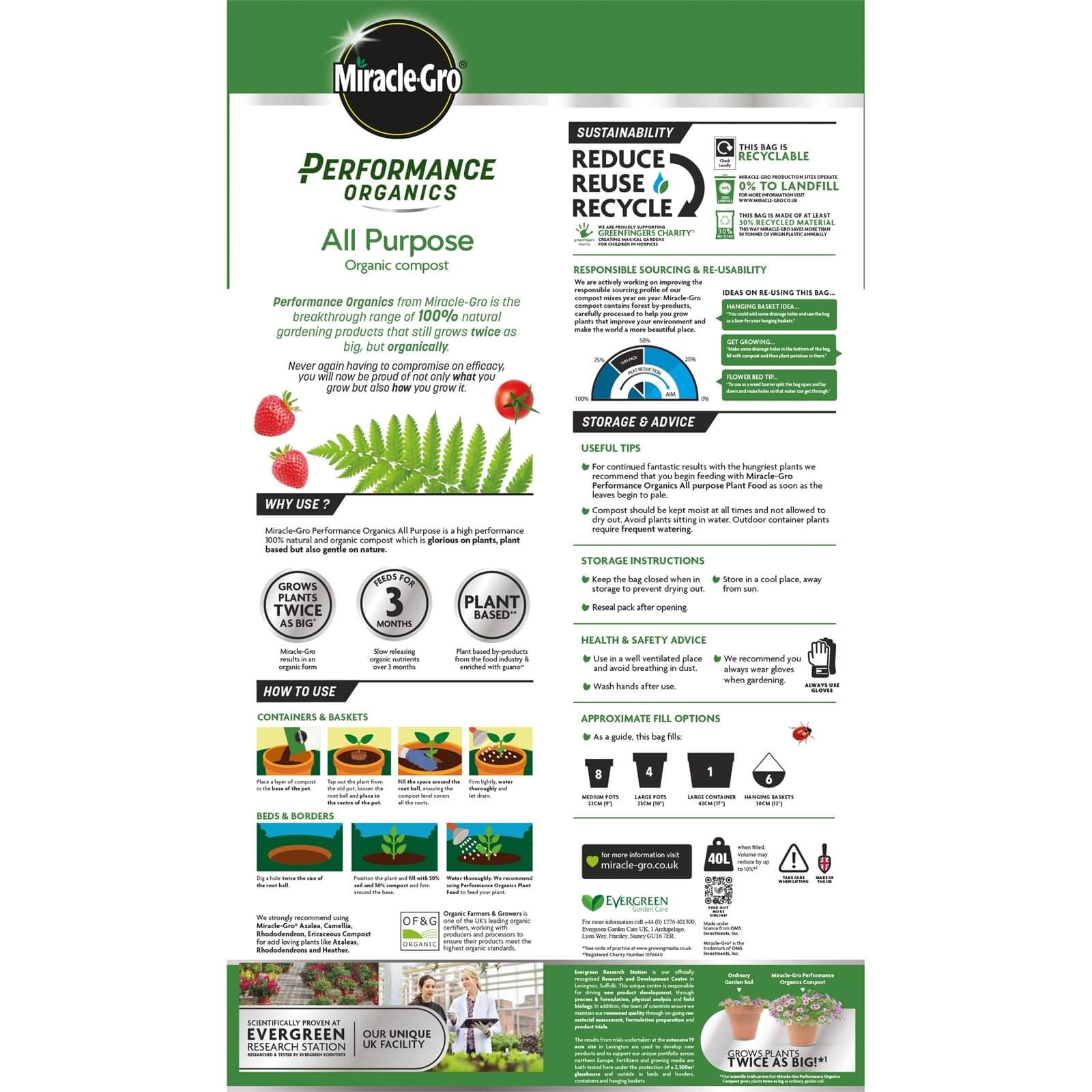 Miracle-Gro Performance Organics All Purpose Organic Compost - 40L