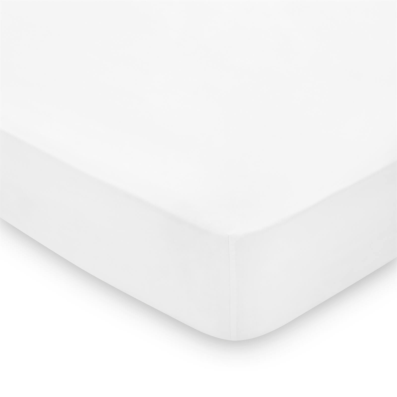 Peacock Blue 300 Thread Count Plain Dye Fitted Sheet - Super King - White