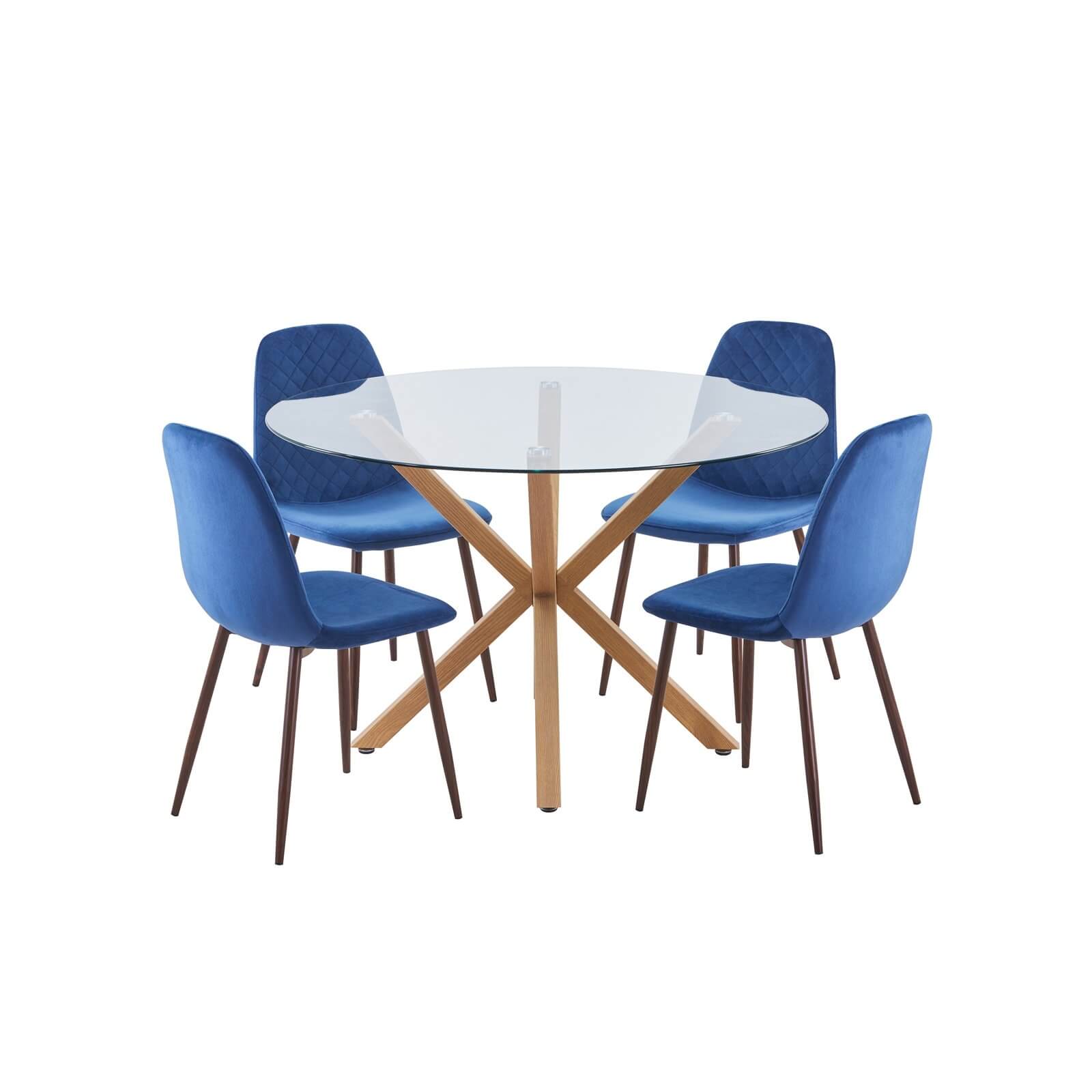 Ludlow Round Dining Table and 4 Perth Chairs - Navy
