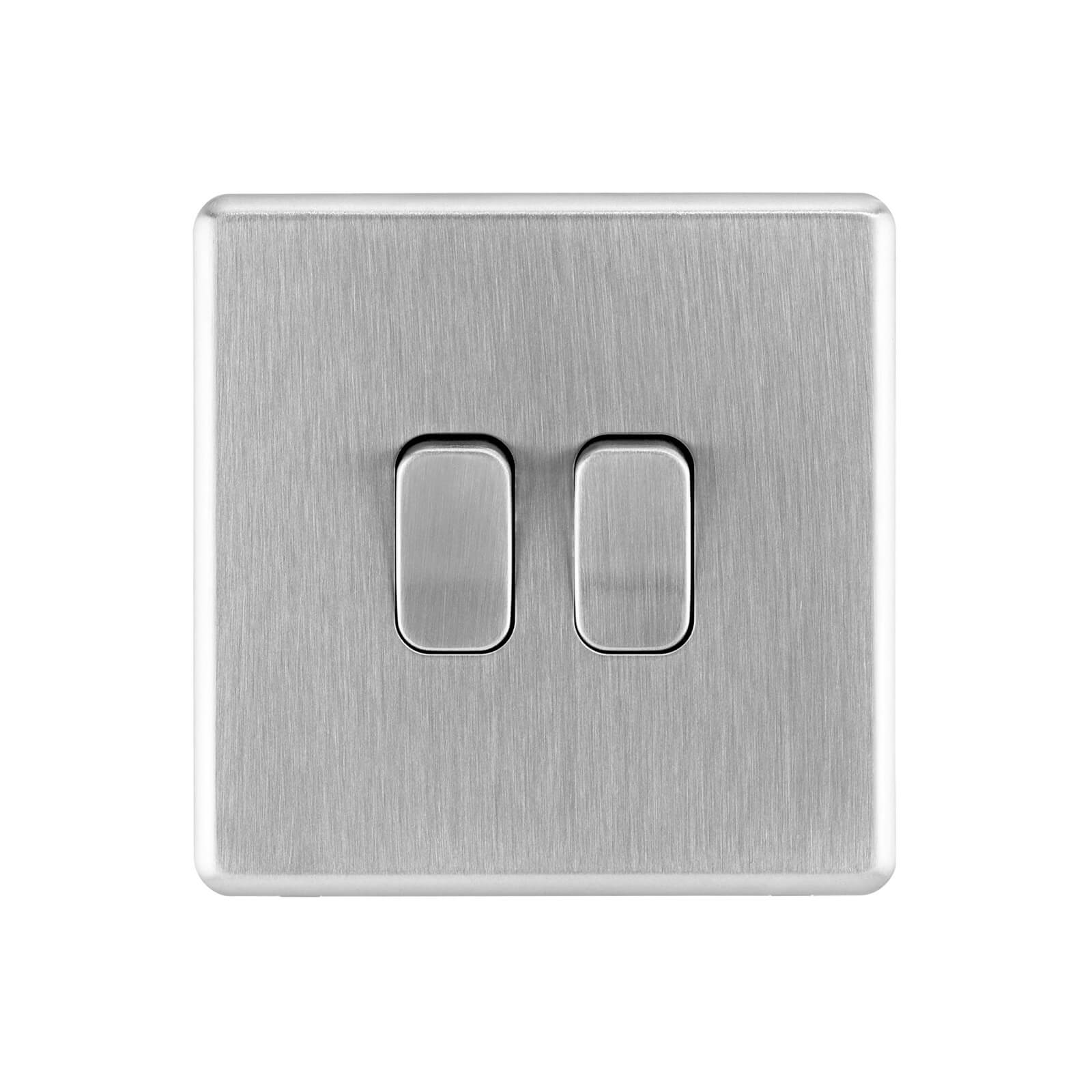 Arlec Fusion 10A 2Gang 2Way Stainless Steel Double light switch