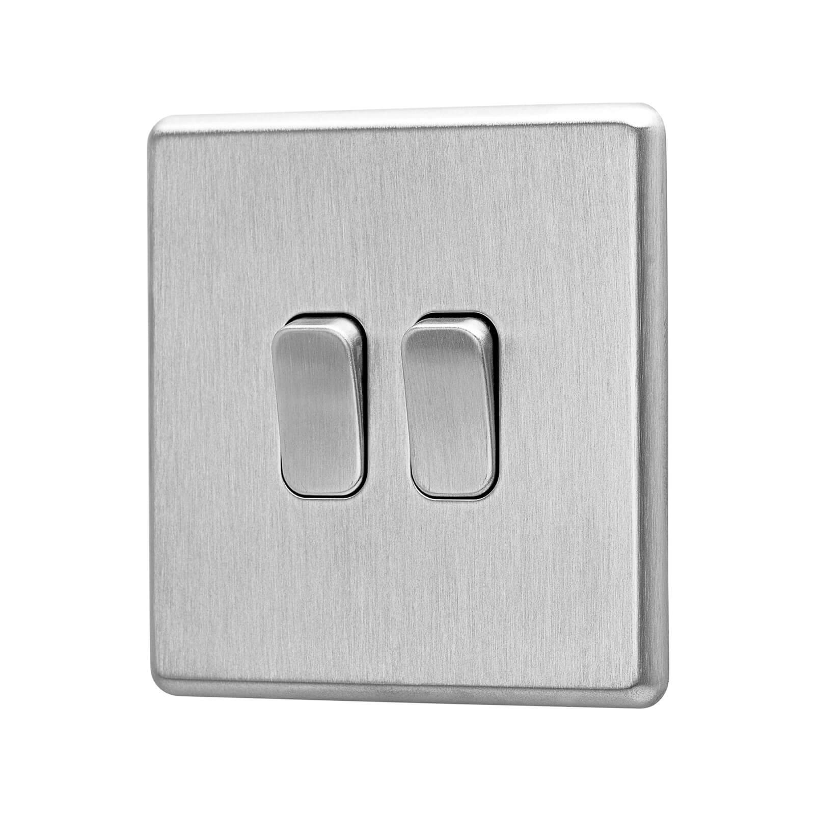 Arlec Fusion 10A 2Gang 2Way Stainless Steel Double light switch