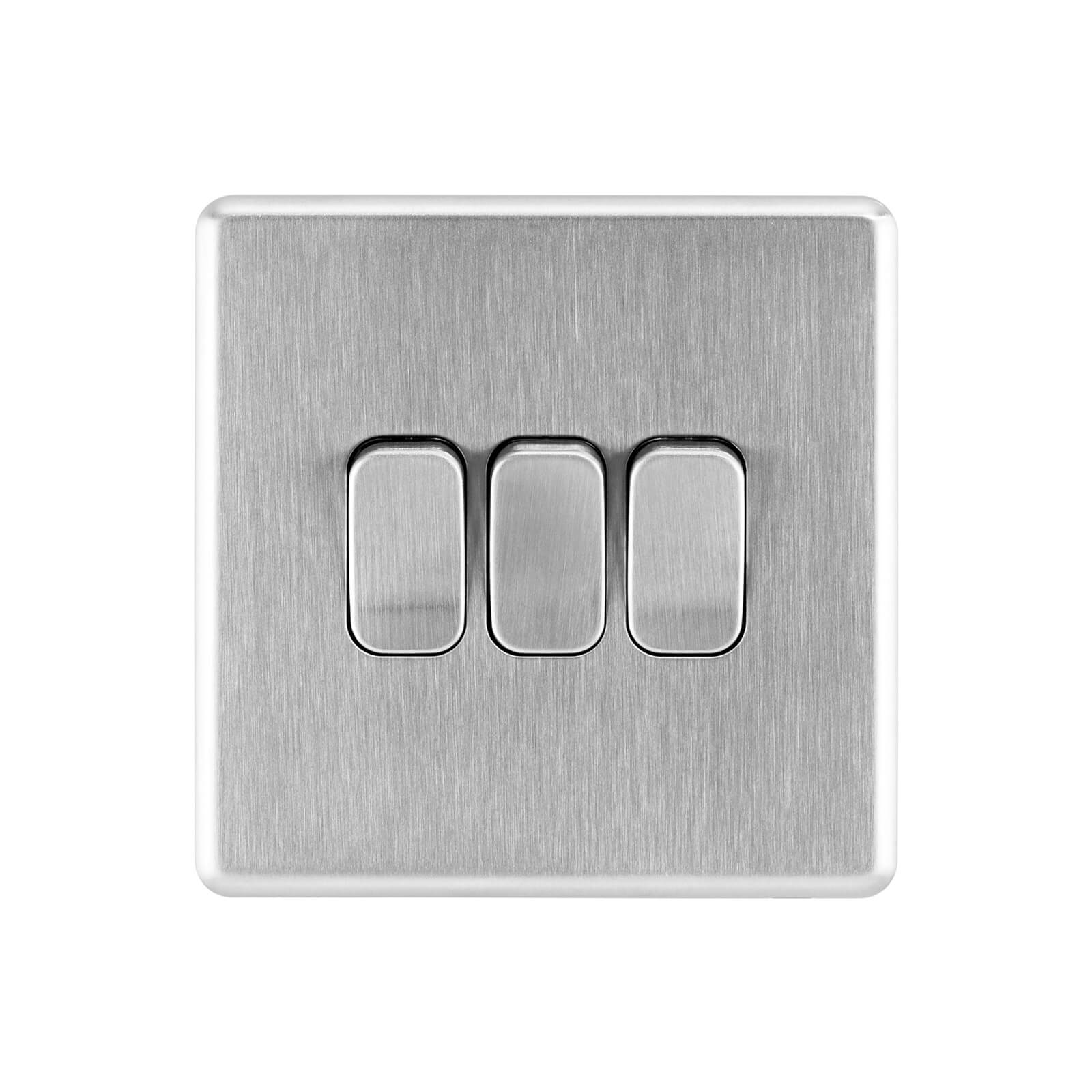 Arlec Fusion 10A 3Gang 2Way Stainless Steel Triple light switch