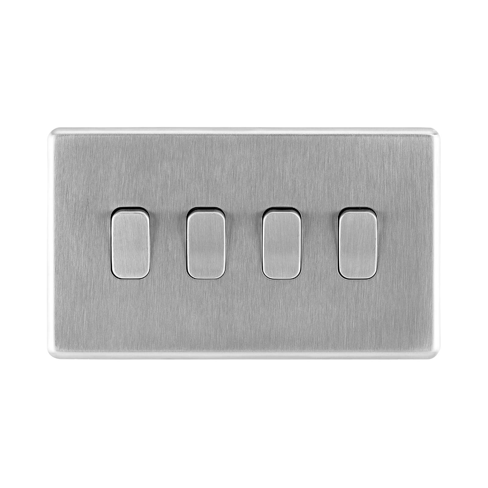 Arlec Fusion 10A 4Gang 2Way Stainless Steel Quadruple light switch