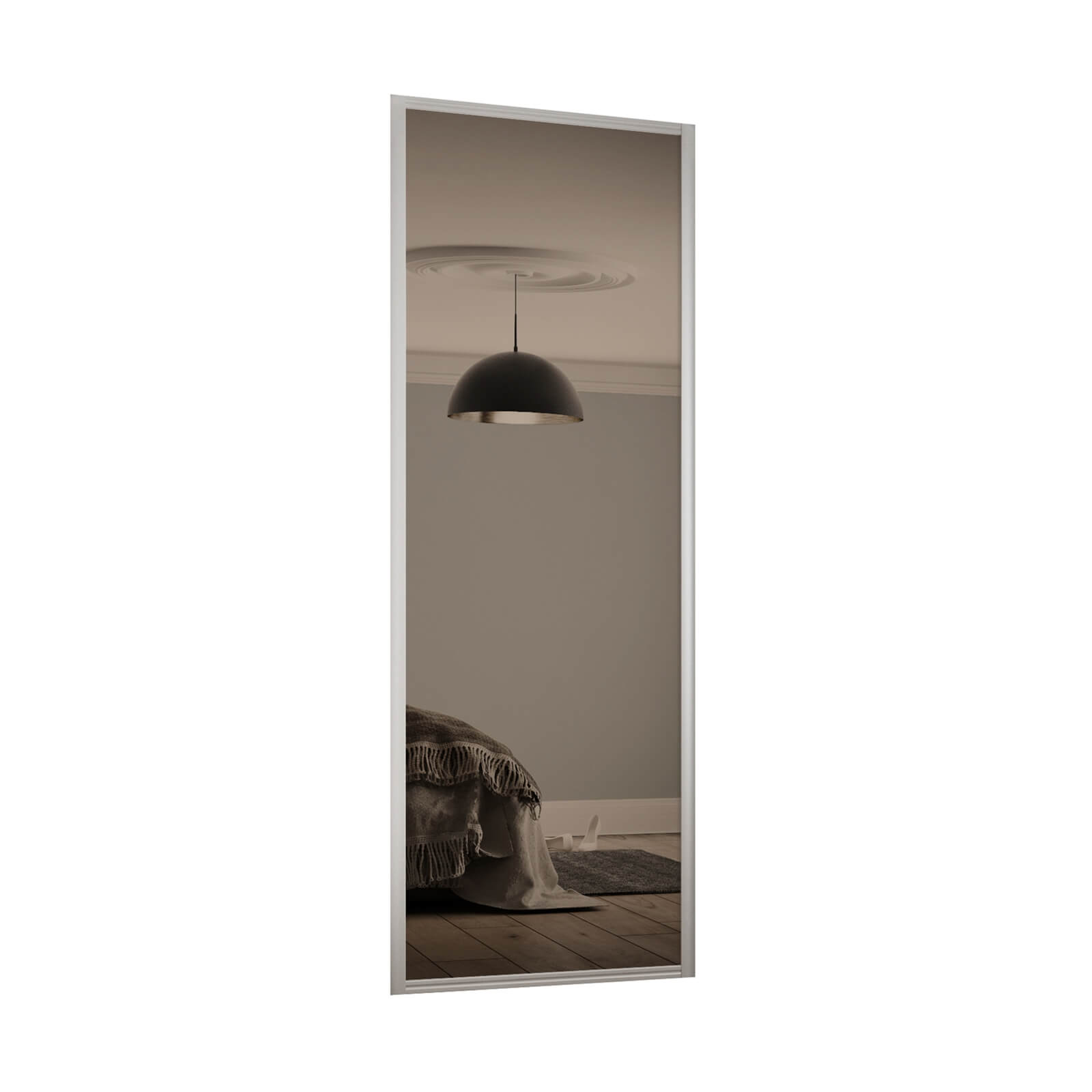 Ellipse Sliding Wardrobe Door 1 Panel Bronze Mirror with Aluminium Frame (W)610mm