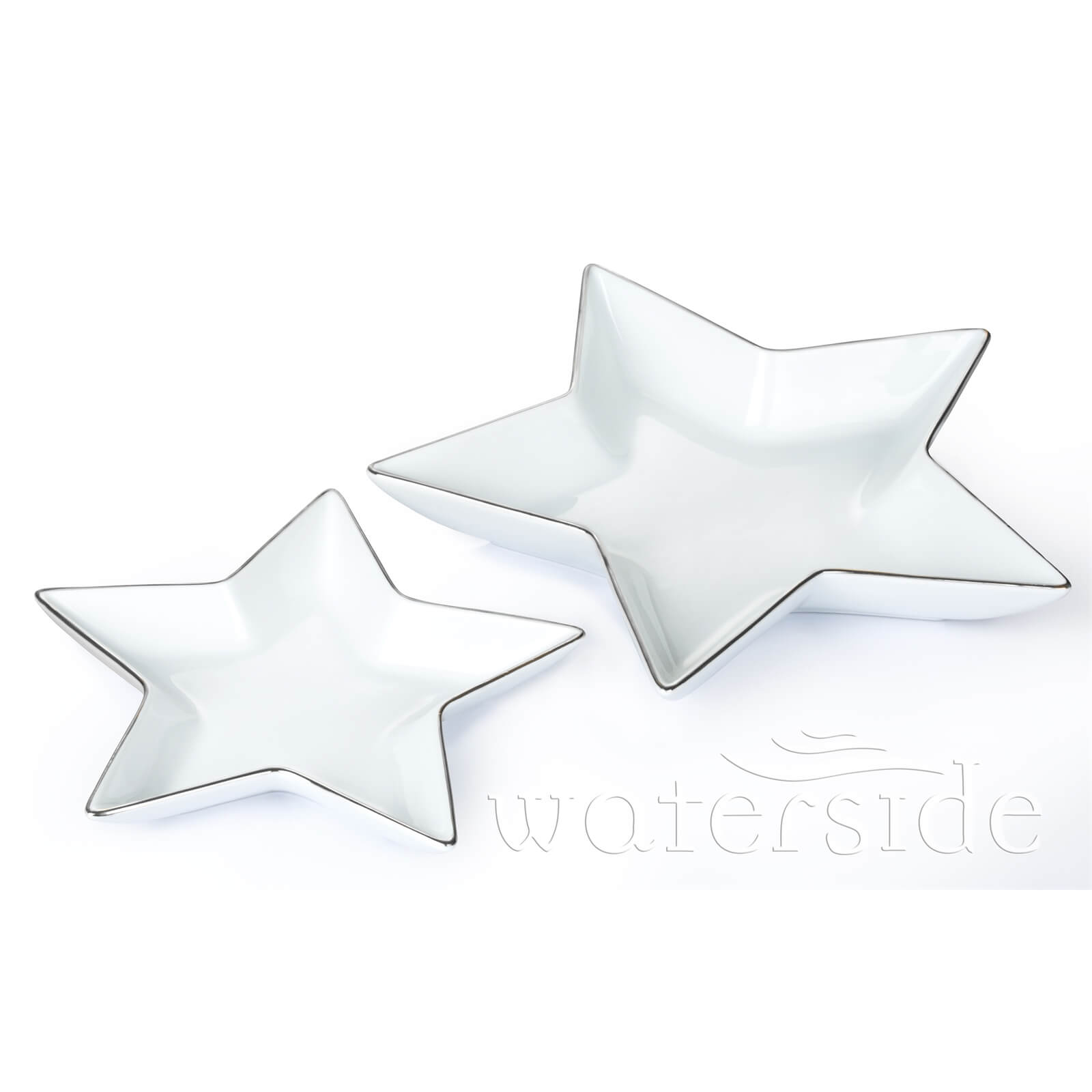 2 Piece Silver Rim Star Serving Plates