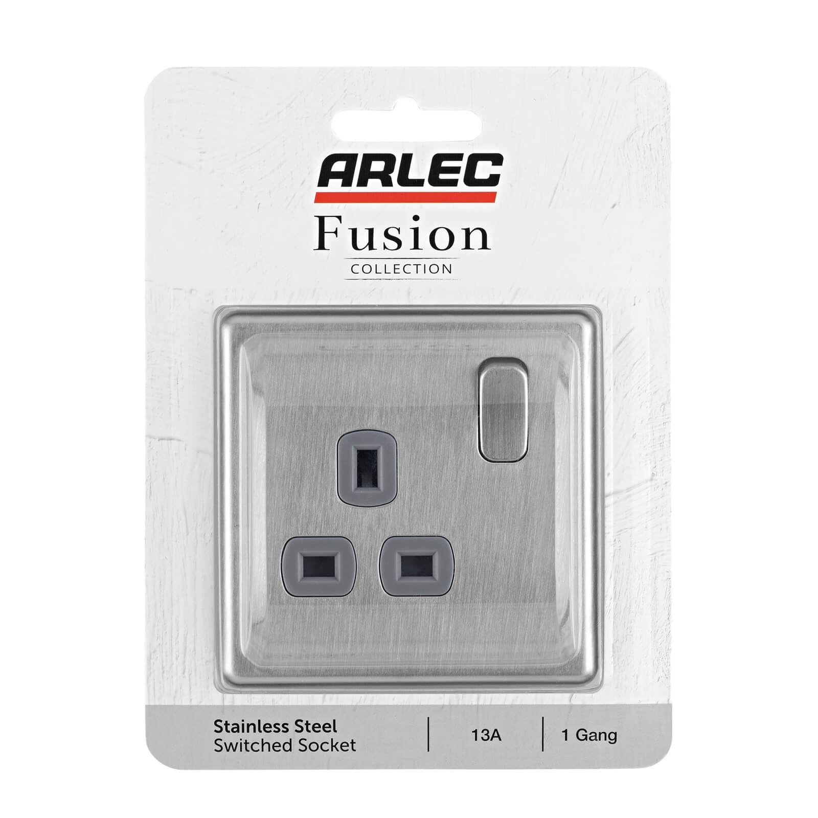 Arlec Fusion 13A 1 Gang Stainless Steel Single switched socket