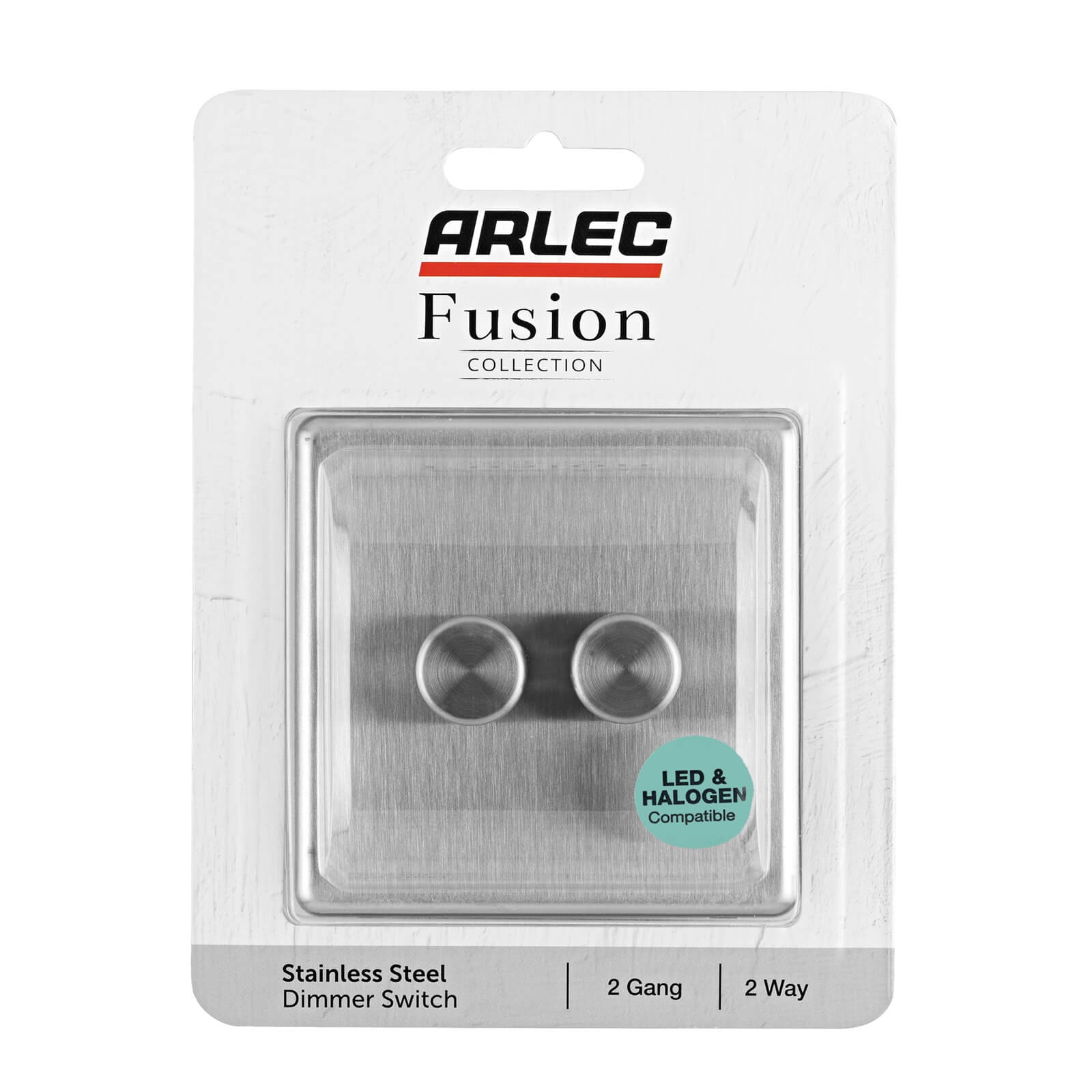Arlec Fusion 2 Gang 2 Way Stainless Steel Dimmer switch