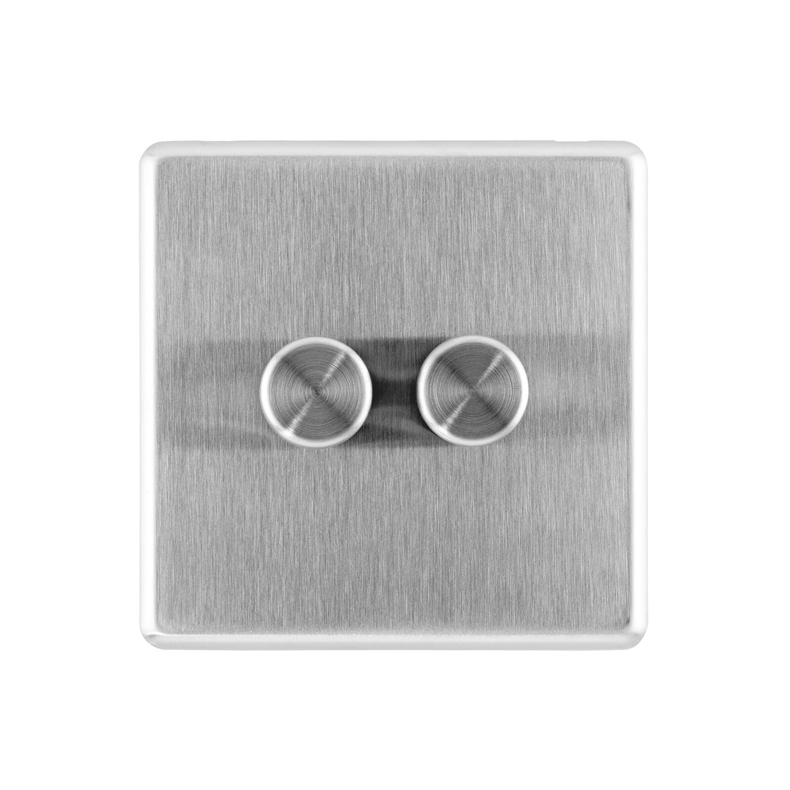 Arlec Fusion 2 Gang 2 Way Stainless Steel Dimmer switch