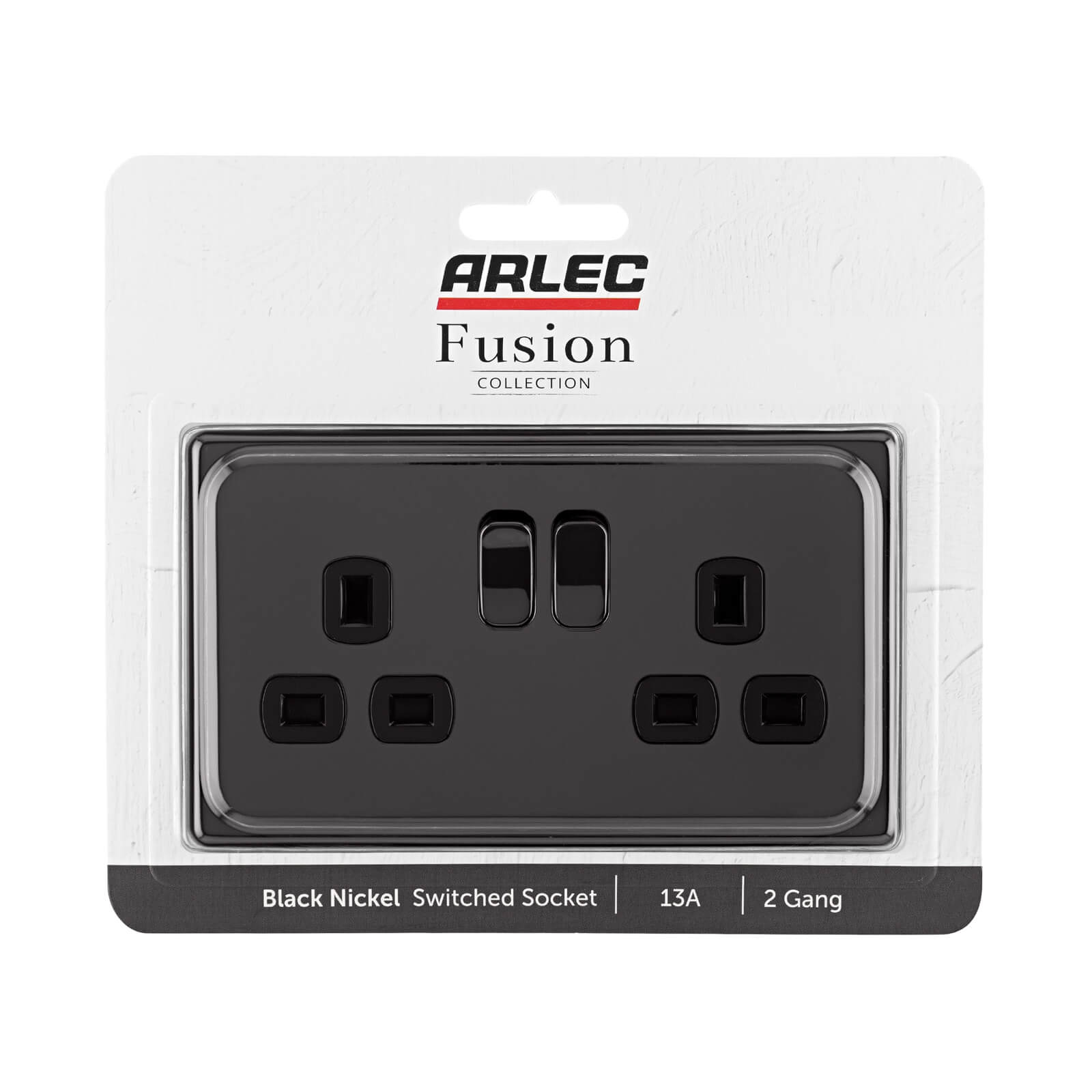 Arlec Fusion 13A 2 Gang Black Nickel Double switched socket
