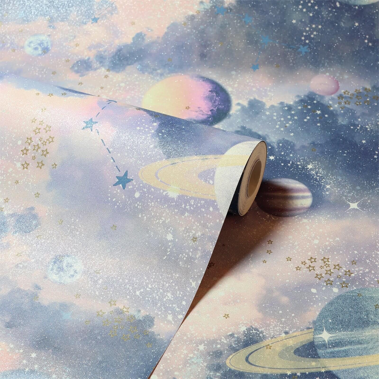 Arthouse Planets Kids Textured Glitter Multi Coloured Wallpaper