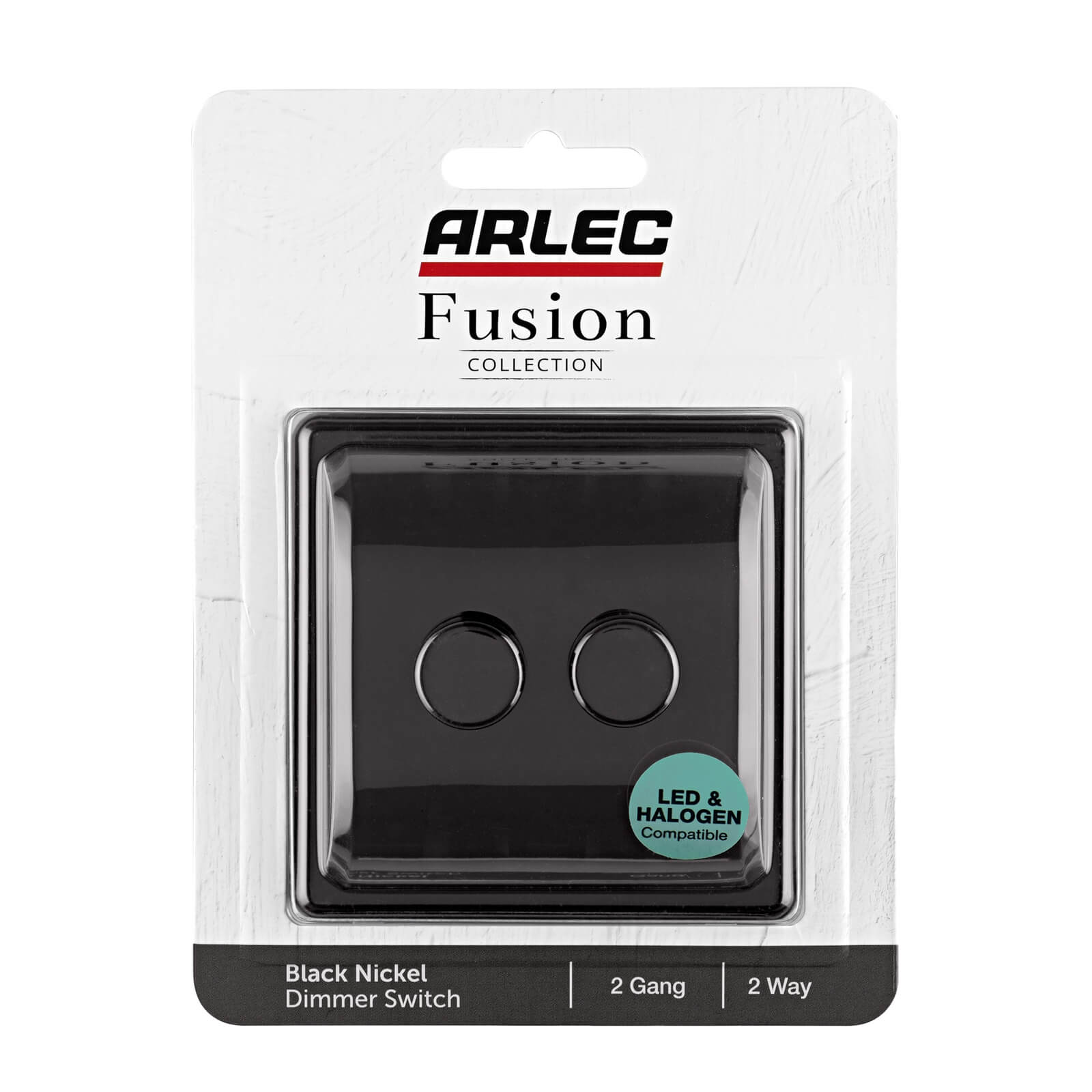 Arlec Fusion 2 Gang 2 Way Black Nickel Dimmer switch