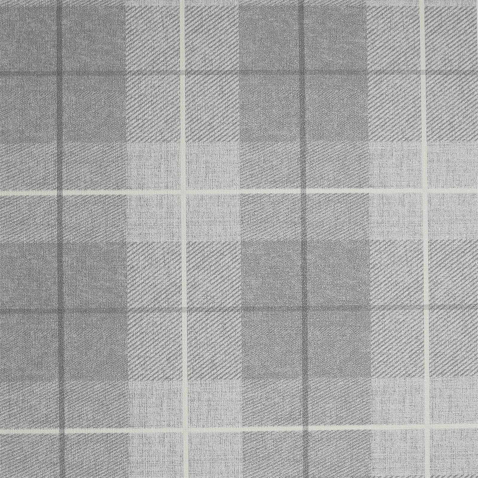Arthouse Country Tartan Textured Paste the Wall Wallpaper -  Grey and Silver