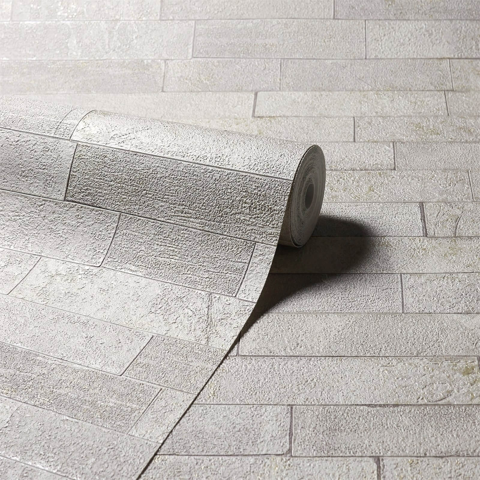 Arthouse Graphite Brick Textured Slate Taupe Wallpaper