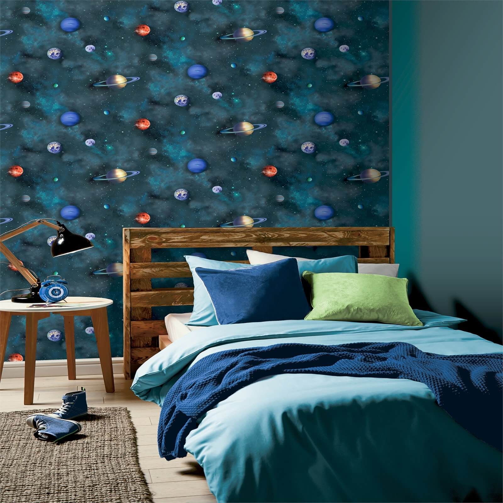 Arthouse Solar Kids Textured Glitter Multi Coloured Navy Wallpaper
