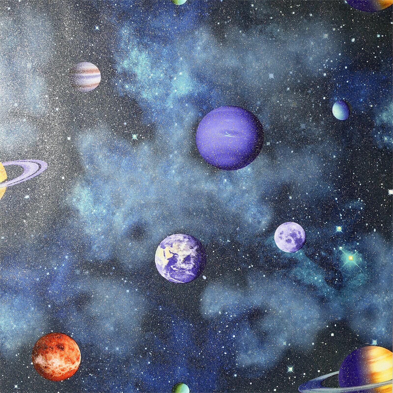 Arthouse Solar Kids Textured Glitter Multi Coloured Navy Wallpaper