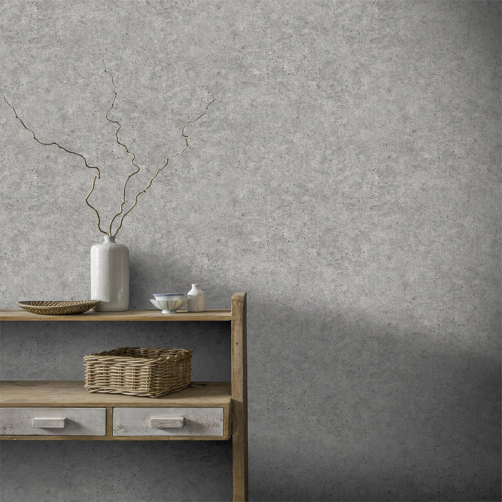 Arthouse Concrete Effect Plain Textured Taupe Wallpaper