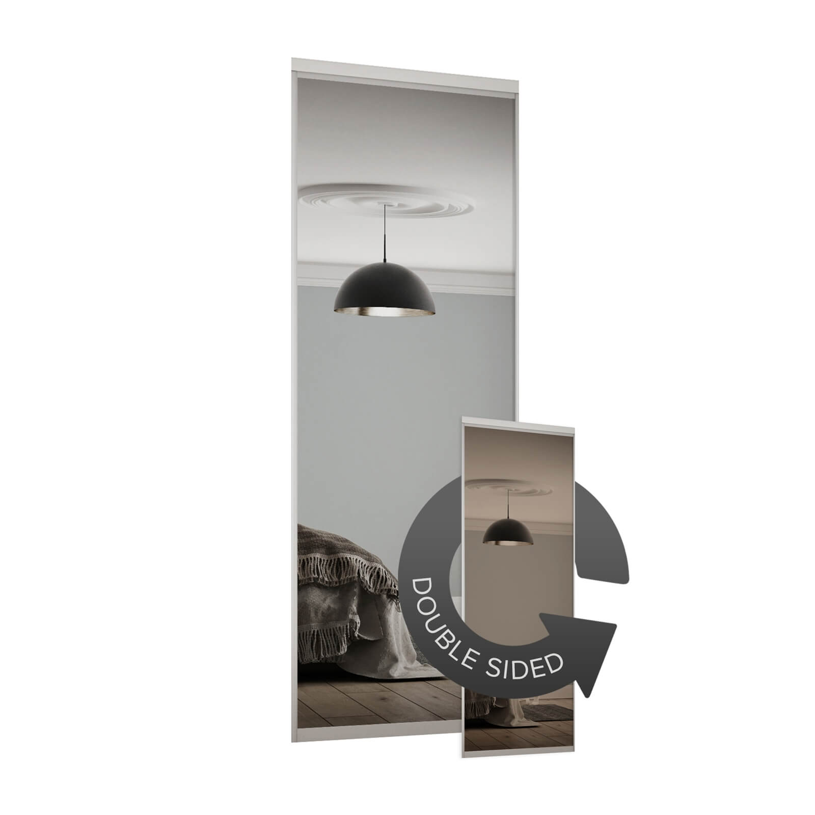 Duo Sliding Wardrobe Door Bronze Mirror / Silver Mirror with Aluminium Frame (W)762mm