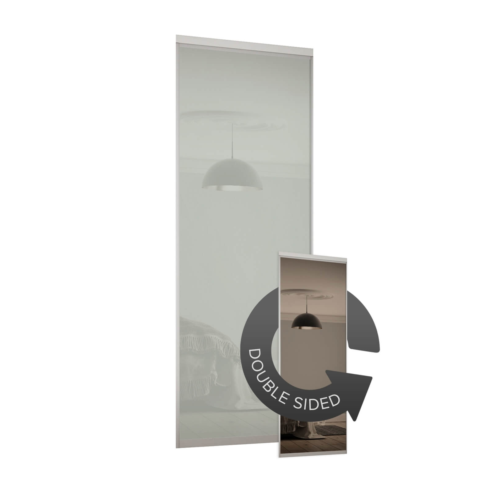 Duo Sliding Wardrobe Door Bronze Mirror /Arctic White Glass with Aluminium Frame (W)914mm