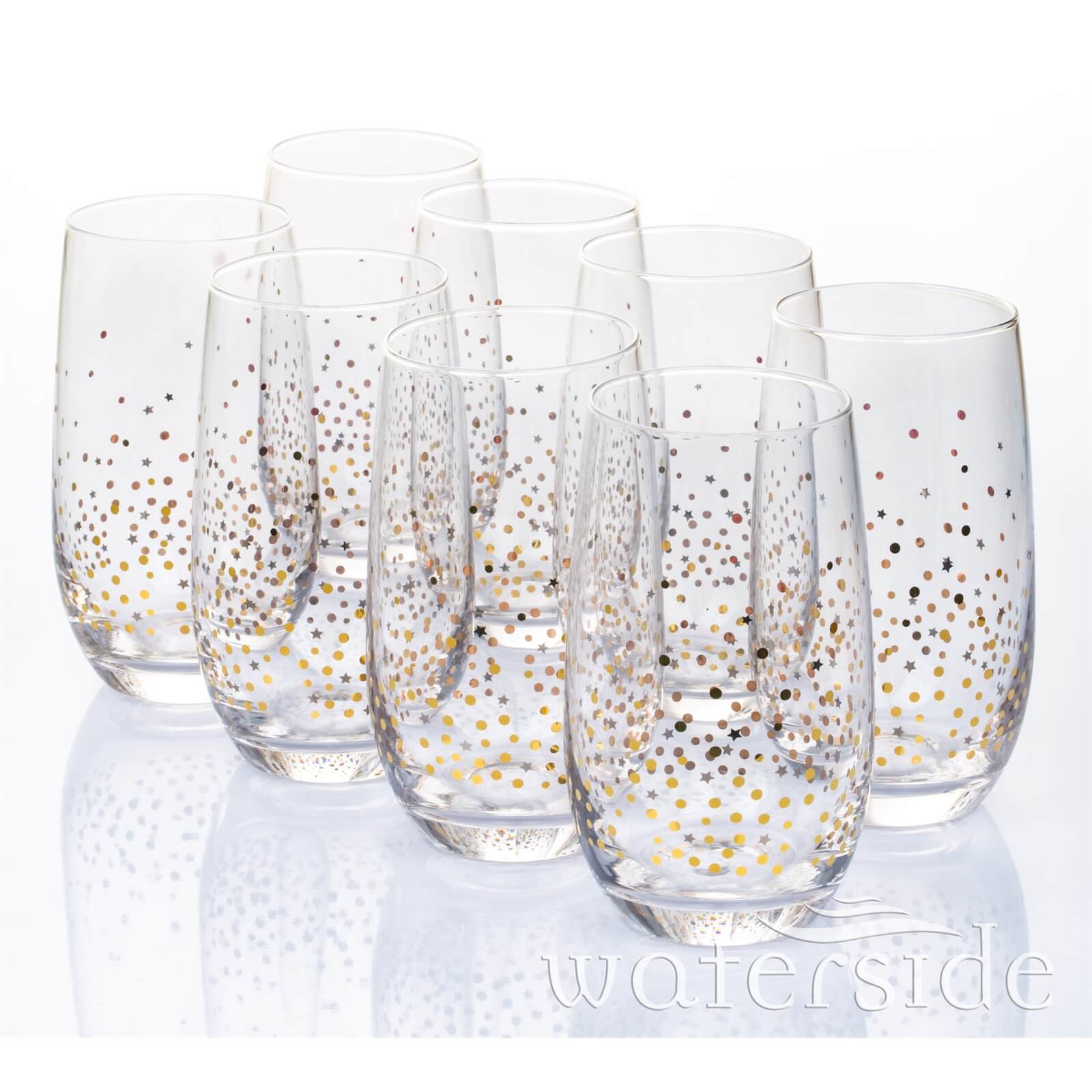 Sparkle Hi-Ball Glasses - Gold - Set of 8