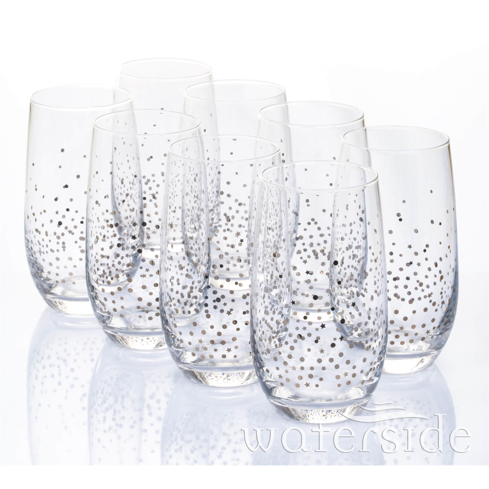 Sparkle Hi-Ball Glasses - Silver - Set of 8