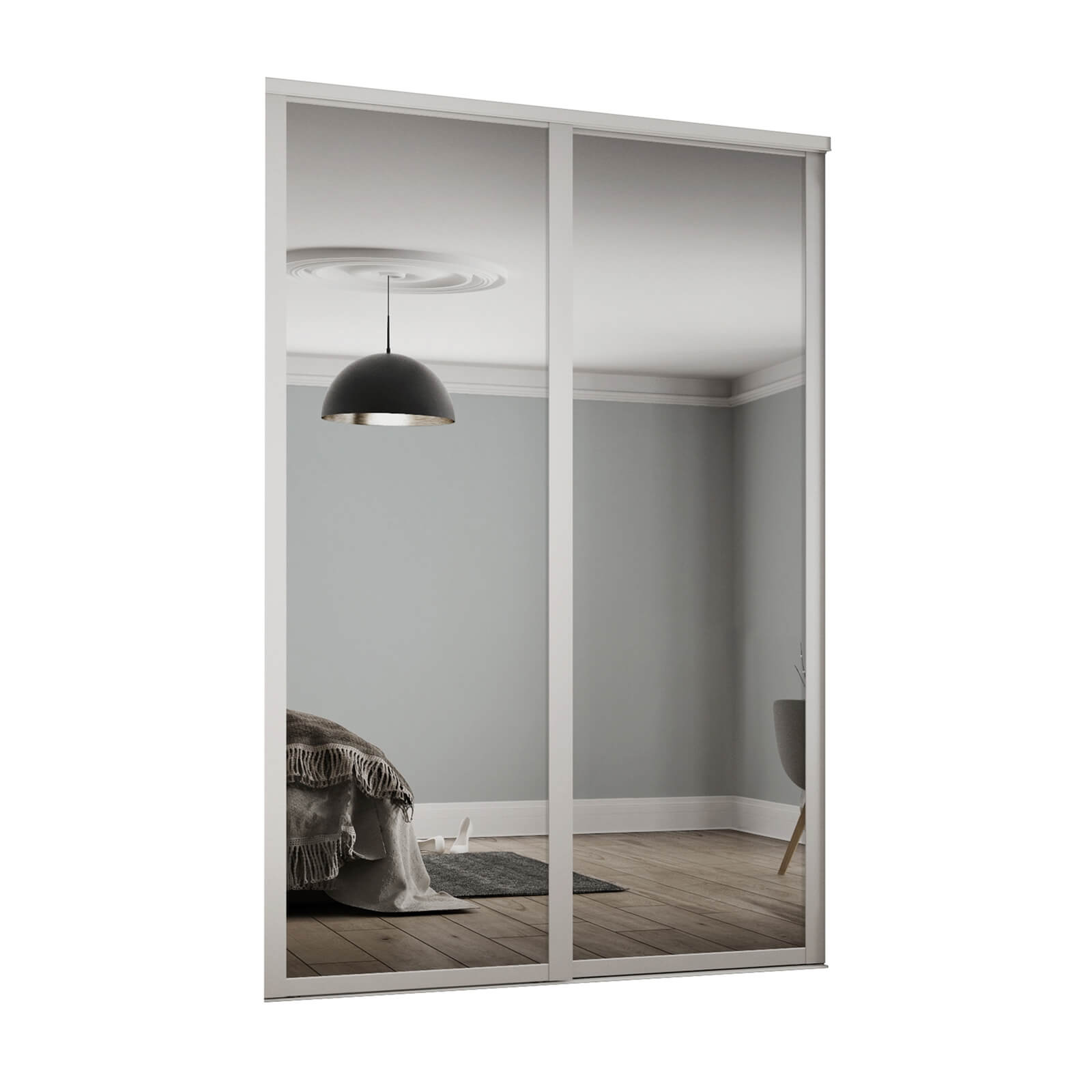 Shaker 2 Door Sliding Wardrobe Kit Mirror with White Frame (W)1145 x (H)2260mm
