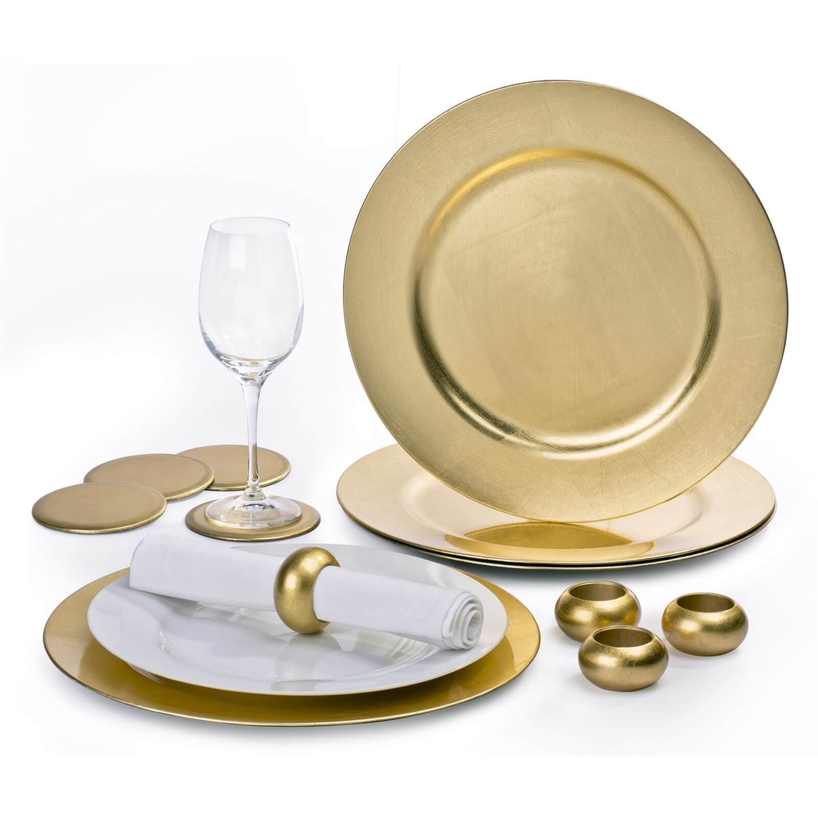 12 Piece Gold Charger Plate Set