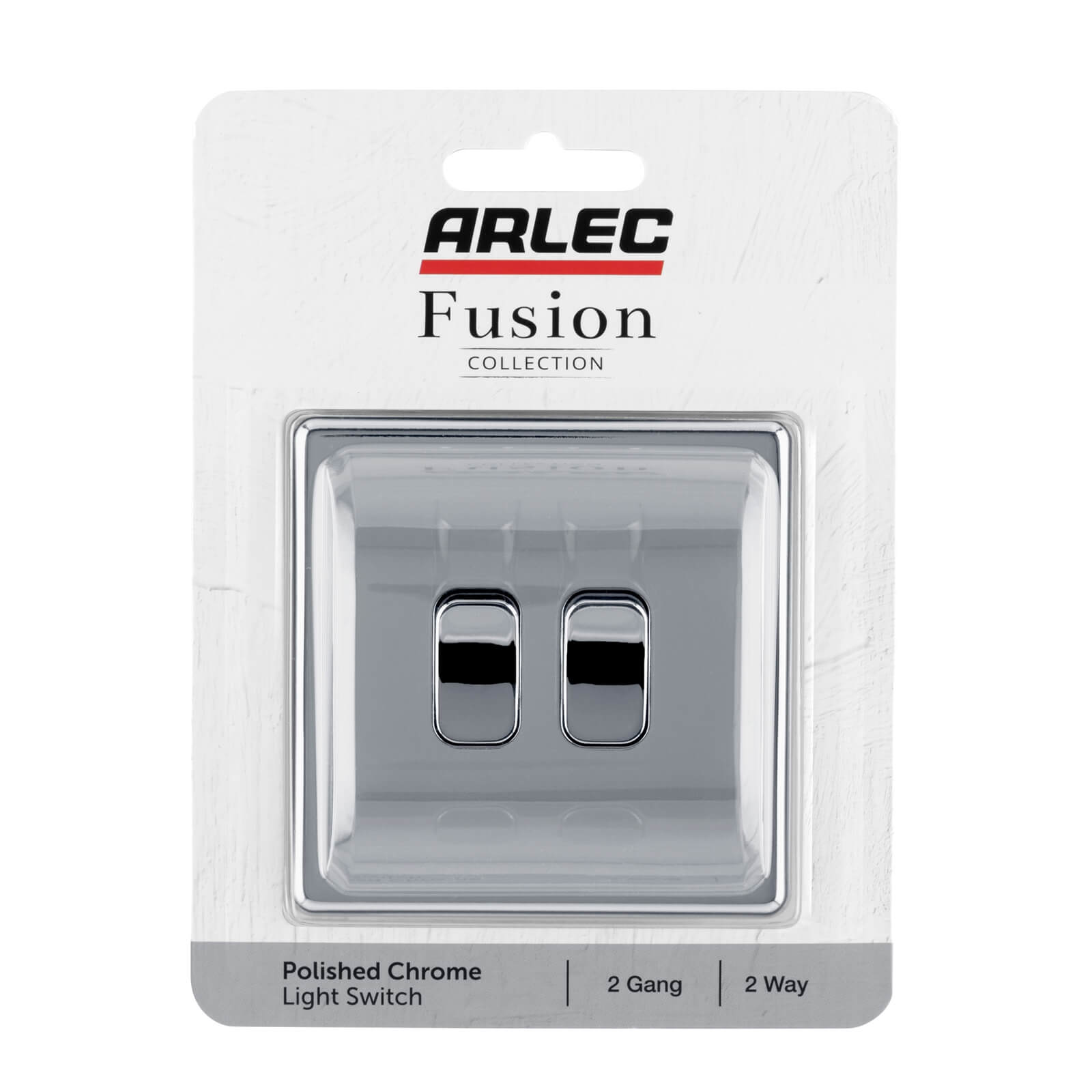 Arlec Fusion 10A 2Gang 2Way Polished Chrome Double light switch