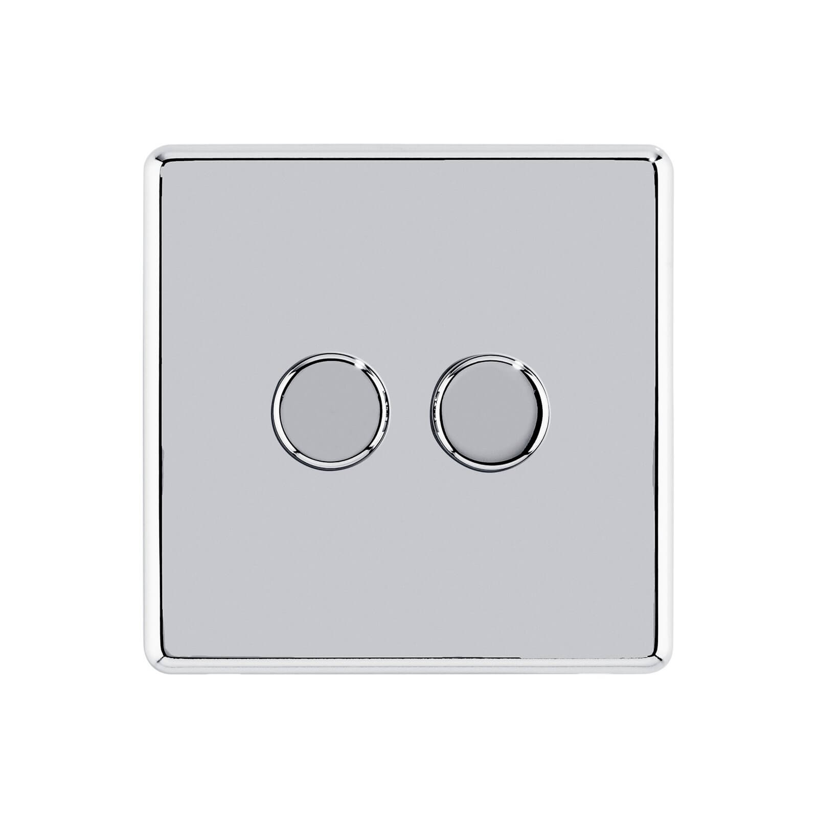 Arlec Fusion 2 Gang 2 Way Polished Chrome Dimmer switch
