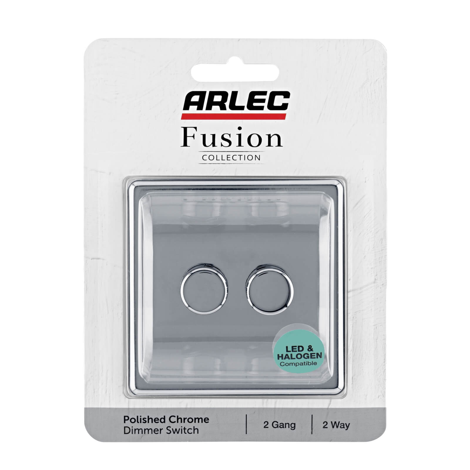 Arlec Fusion 2 Gang 2 Way Polished Chrome Dimmer switch