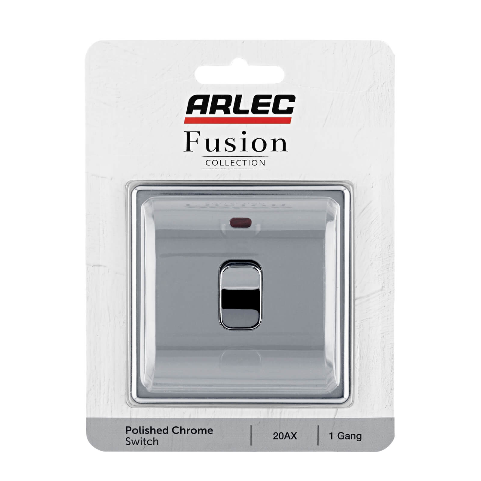 Arlec Fusion 20A 1Gang Double pole Polished Chrome Single Switch