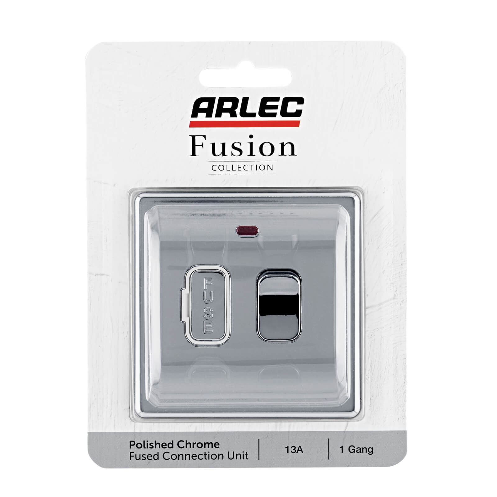 Arlec Fusion 13A Polished Chrome Switched fused connection unit