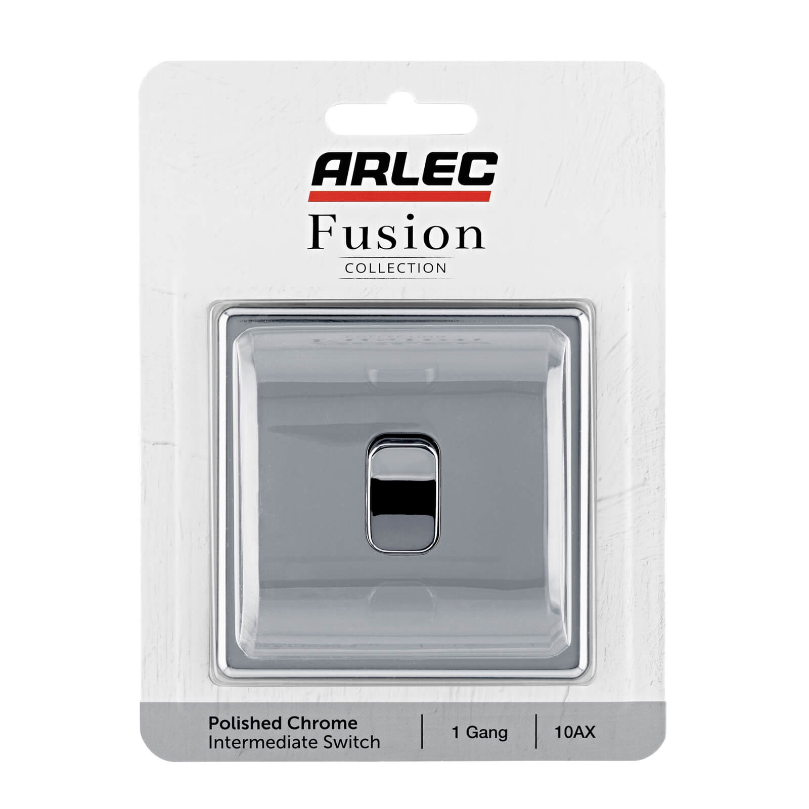 Arlec Fusion 10A 1Gang 2Way Polished Chrome Fusion Single intermediate switch