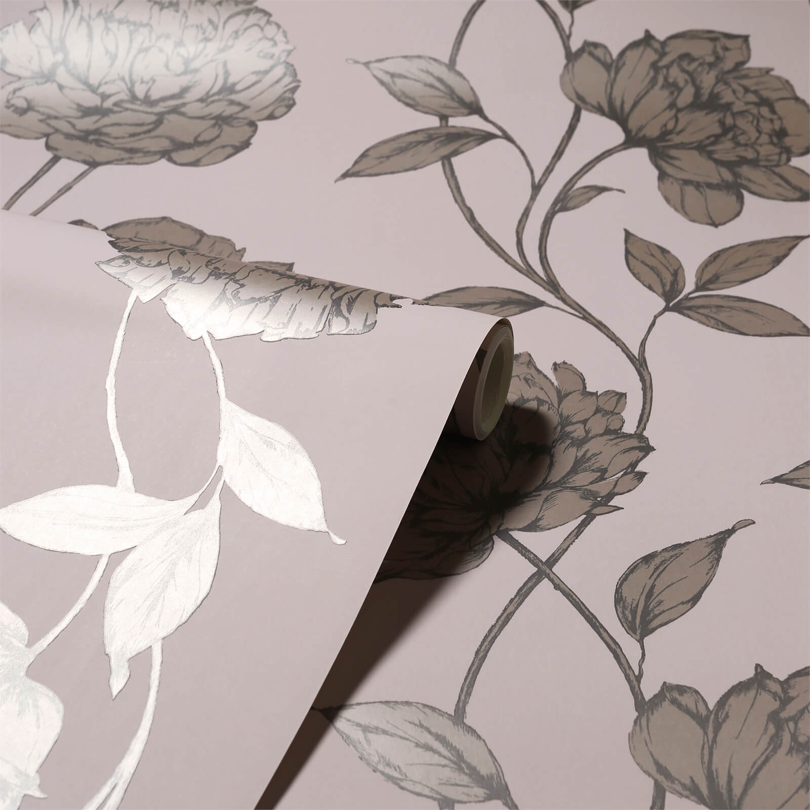 Arthouse Pretty Floral Smooth Metallic Blush Wallpaper