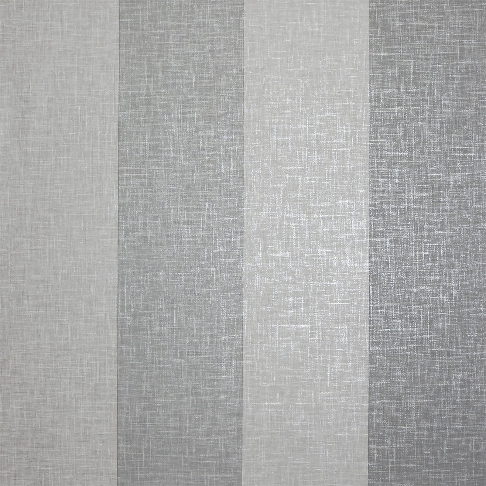 Arthouse Linen Stripe Textured Metallic Grey Wallpaper