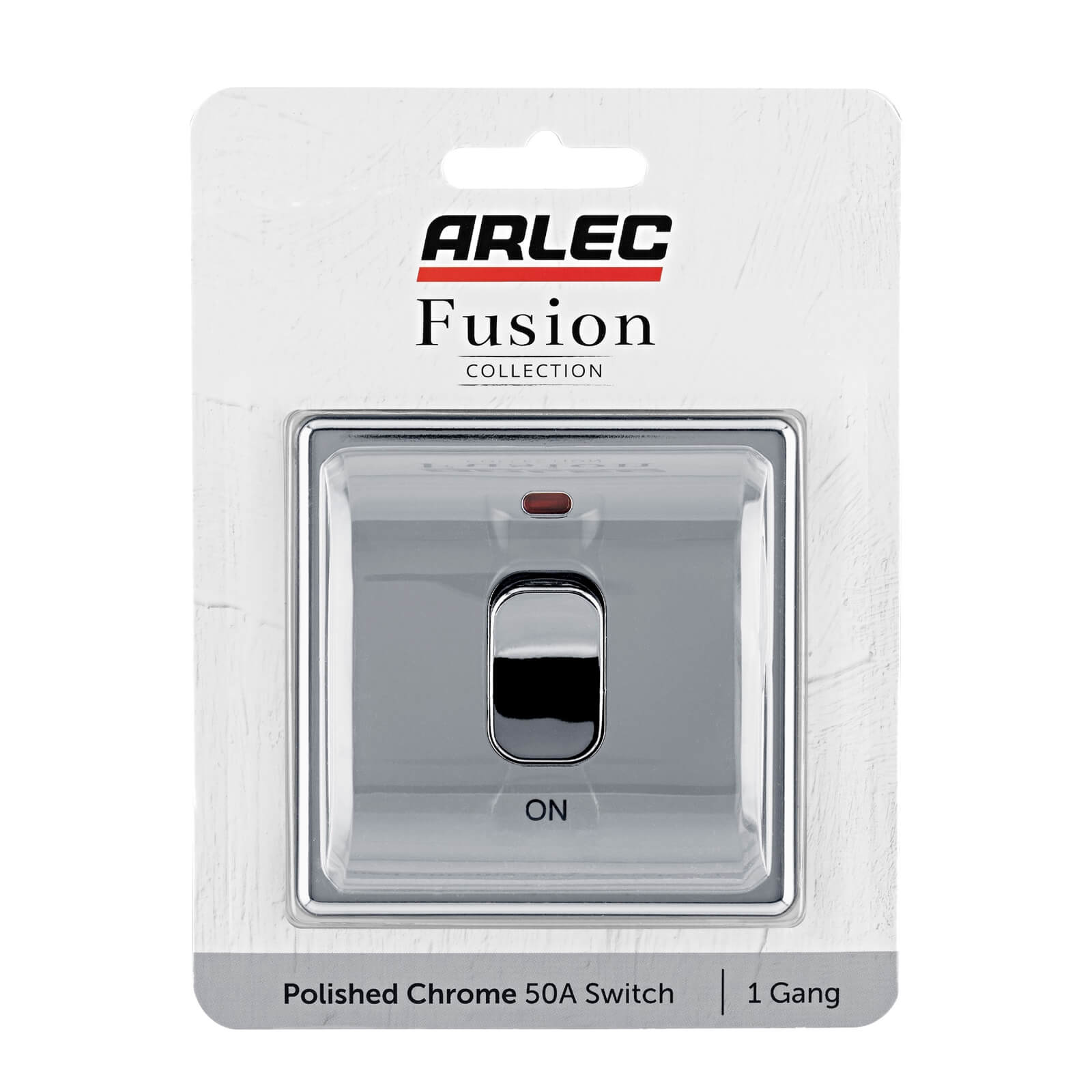 Arlec Fusion 50A 1Gang Double pole Polished Chrome Single Switch