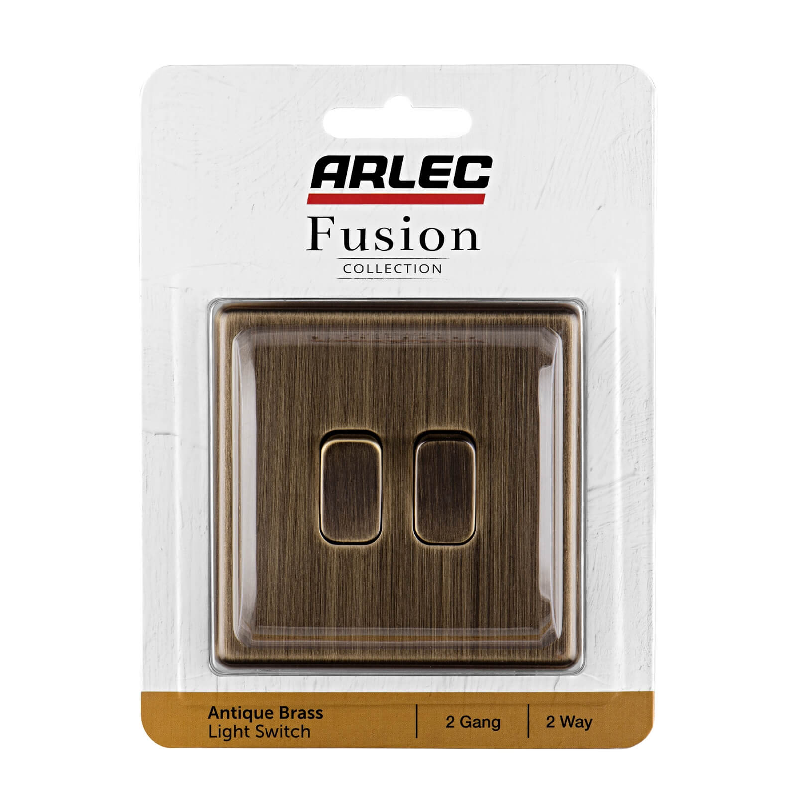 Arlec Fusion 10A 2Gang 2Way Antique Brass Double light switch