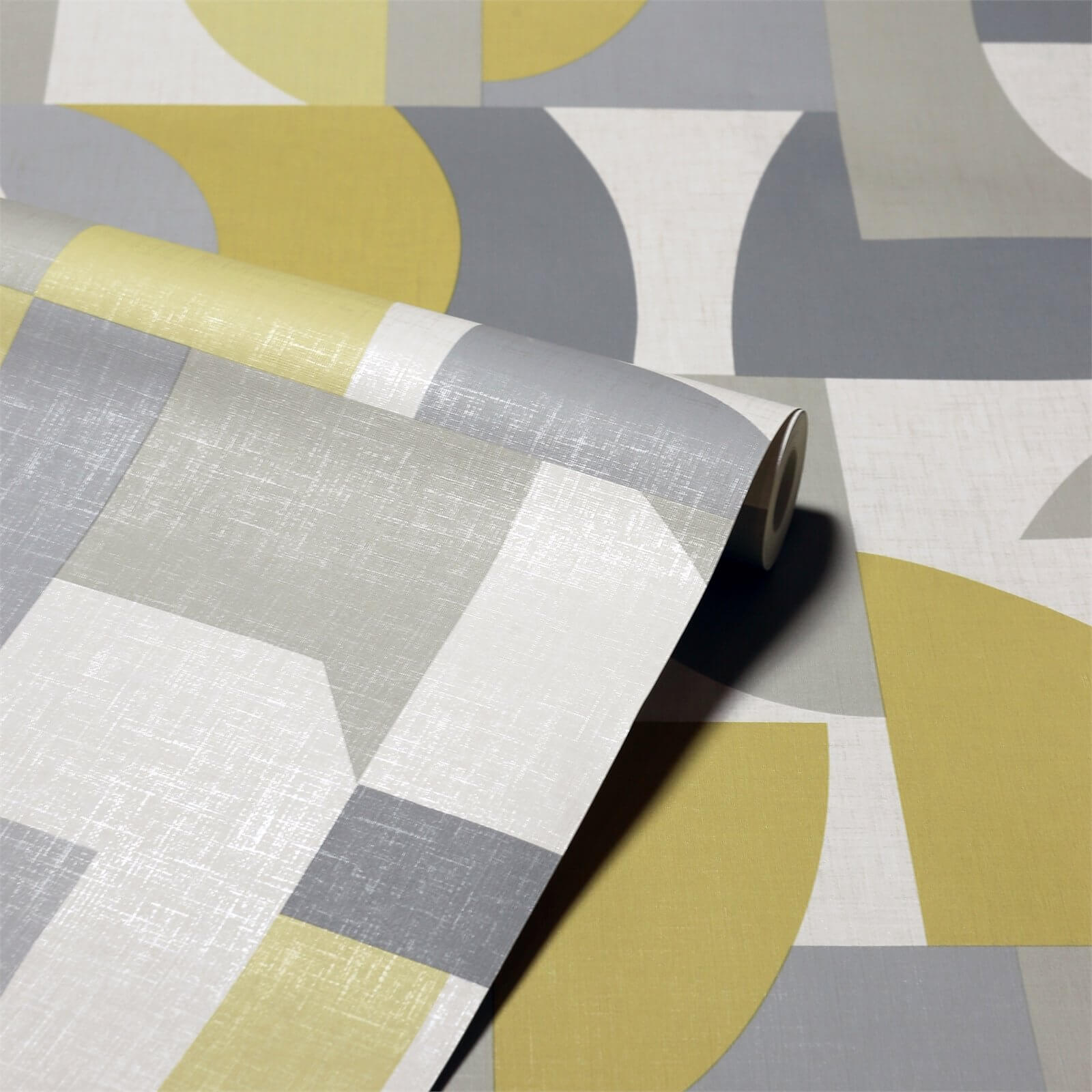 Arthouse Modern Geometric Textured Ochre and Grey Wallpaper