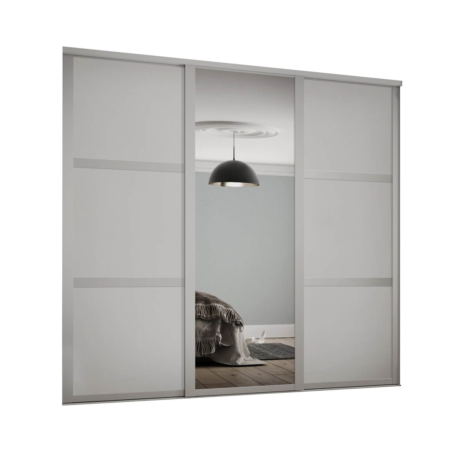 Shaker 3 Door Sliding Wardrobe Kit Cashmere Panel / Mirror (W)2136 x (H)2260mm