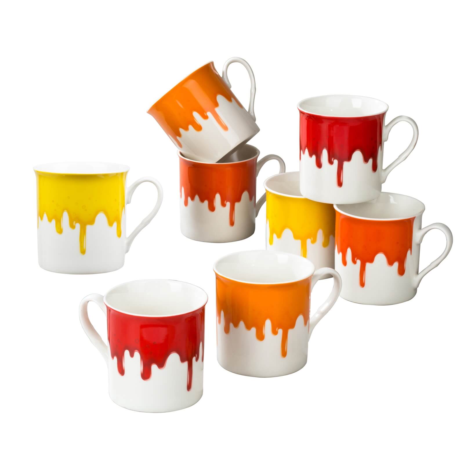Drip Glaze Mugs - 8 Piece Set
