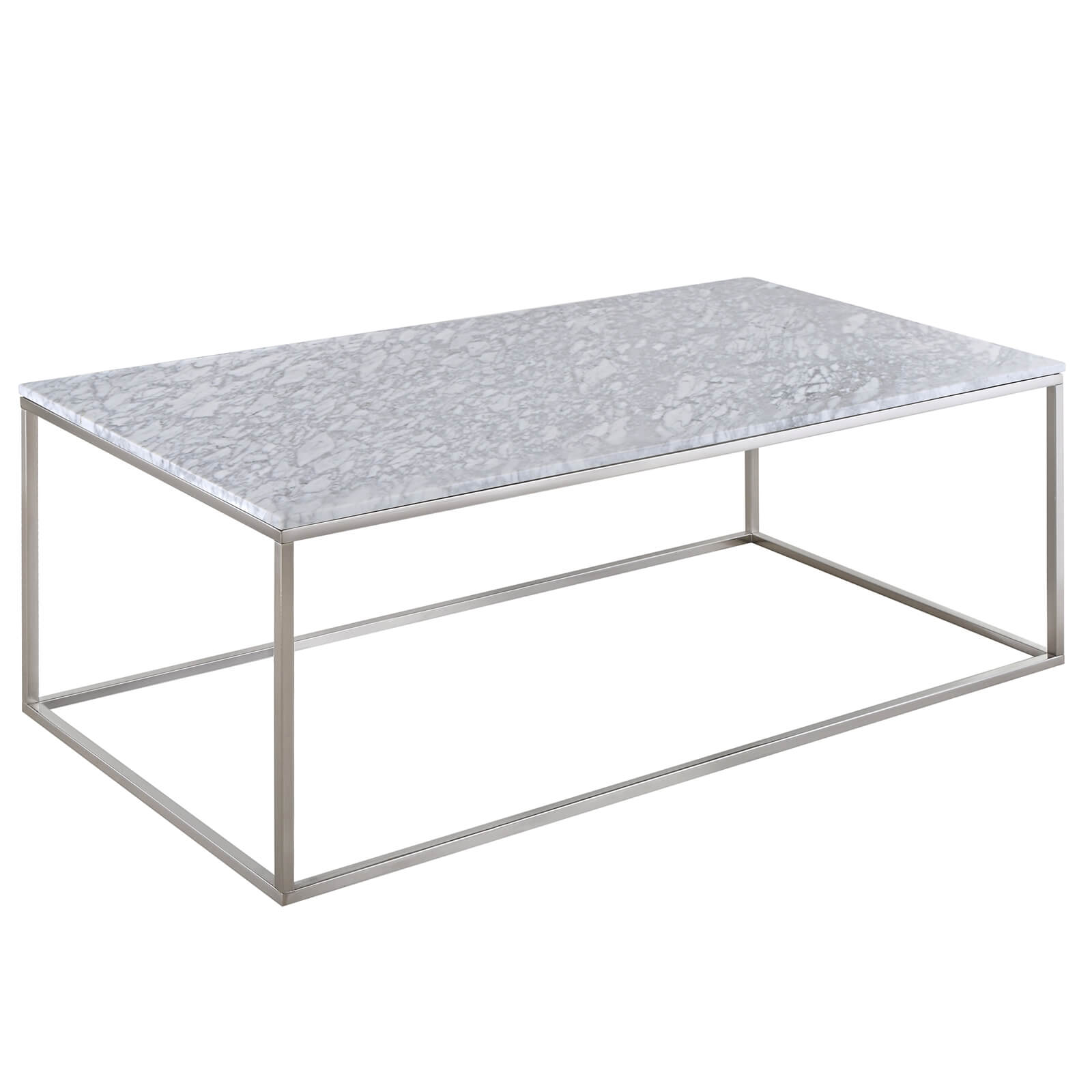Signet Coffee Table - White Marble & Nickel