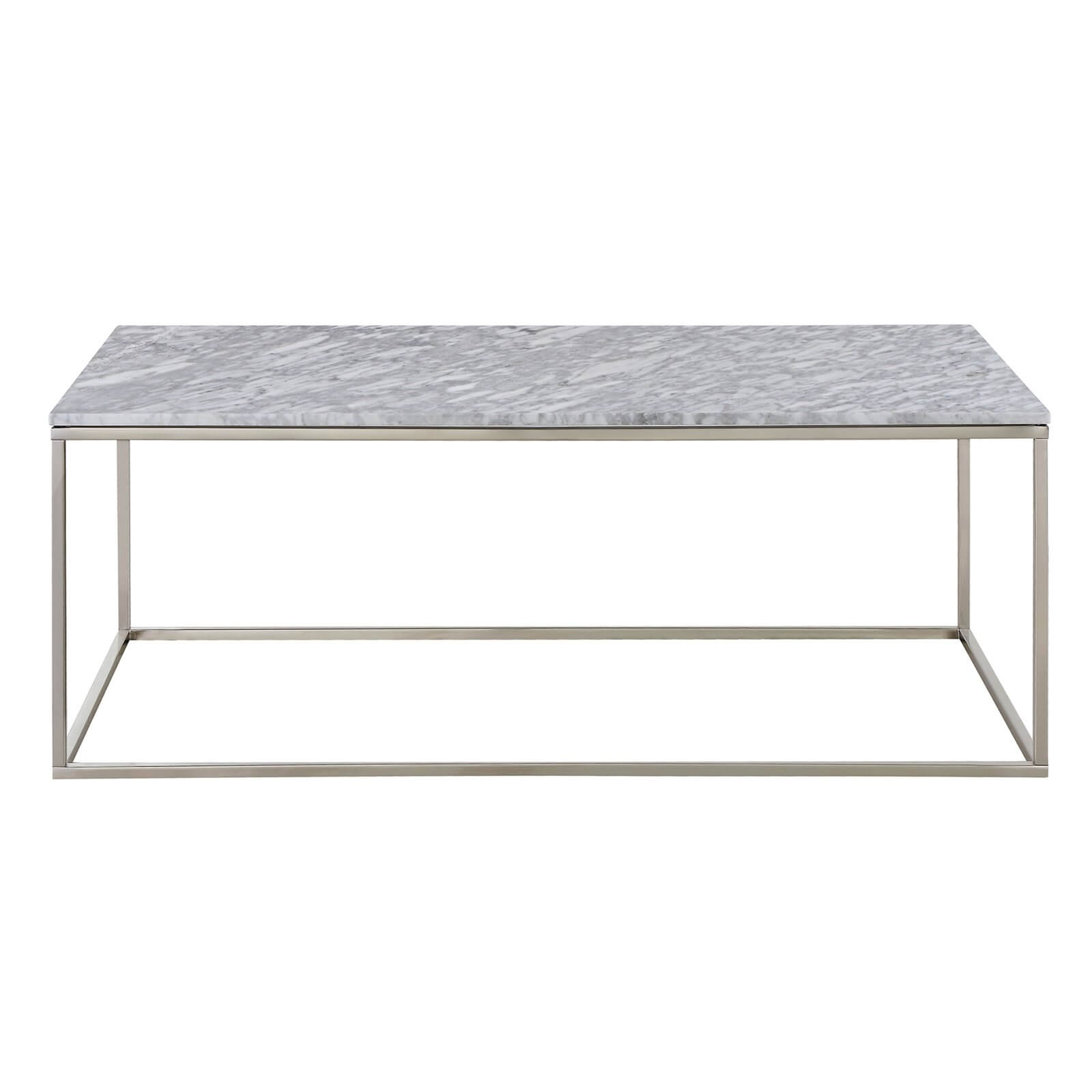 Signet Coffee Table - White Marble & Nickel