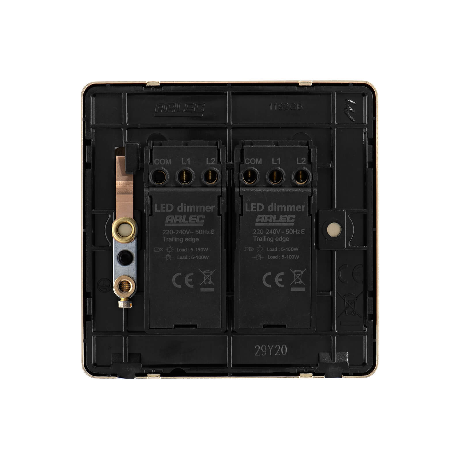 Arlec Fusion 2 Gang 2 Way Gold Dimmer switch