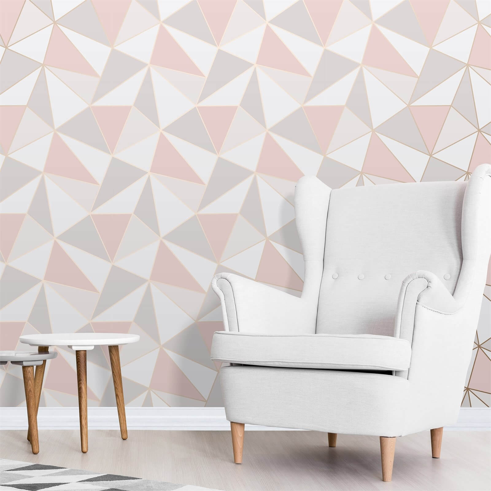 Fresco Apex Geometric Wallpaper - Pink & Rose Gold