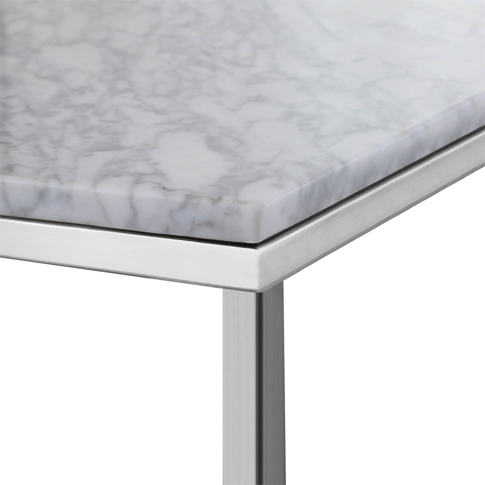 Signet Lamp Table - White Marble & Nickel
