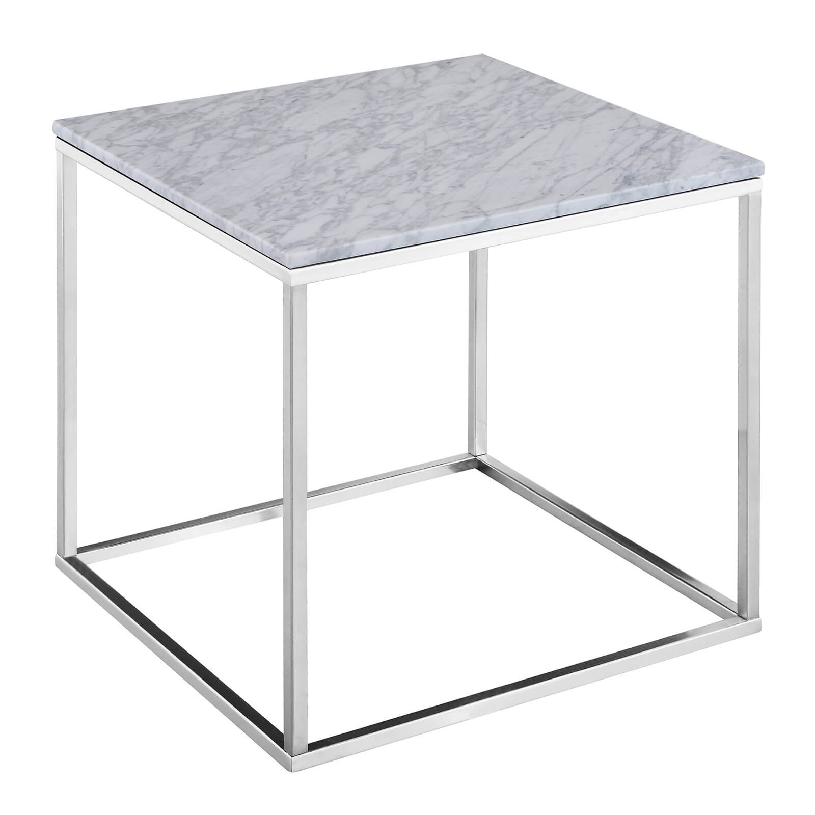 Signet Lamp Table - White Marble & Nickel