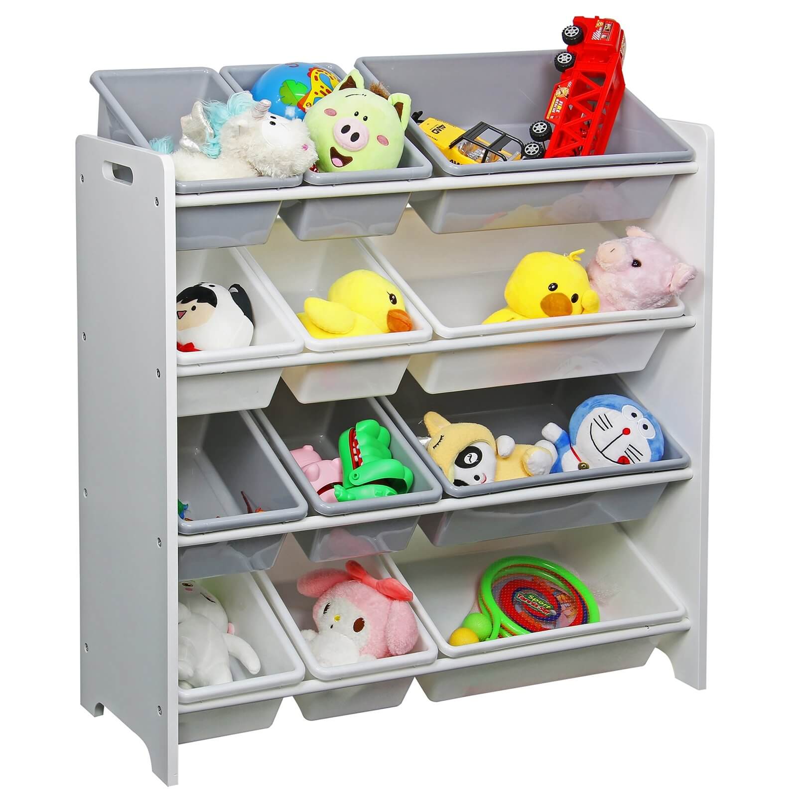 Toy Organiser with 12 Plastic Bins