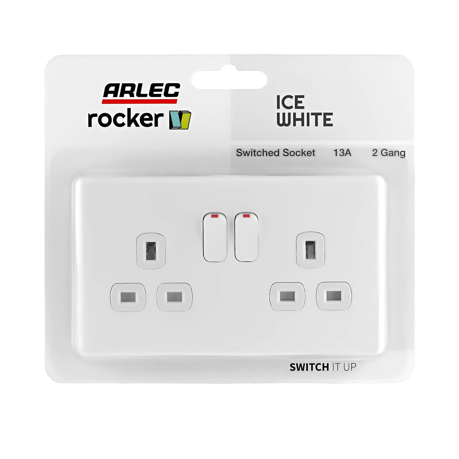 Arlec Rocker 13A 2 Gang  Ice White Double switched socket